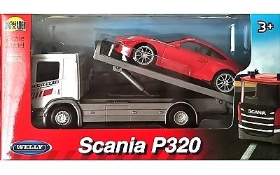 SCANIA P320 ODTAHOVÝ VŮZ WHITE W/ PORSCHE 911 RED