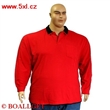 Pnsk triko s dvojitm lmekem na knoflky erven - polokoile dlouh rukv  7XL - 10XL